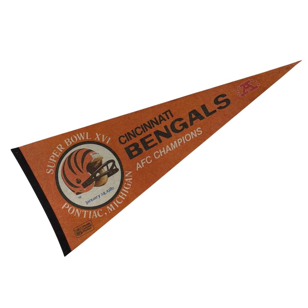 Vintage 1982 Cincinnati Bengals AFC Champions Super Bowl XVI NFL 30" Pennant